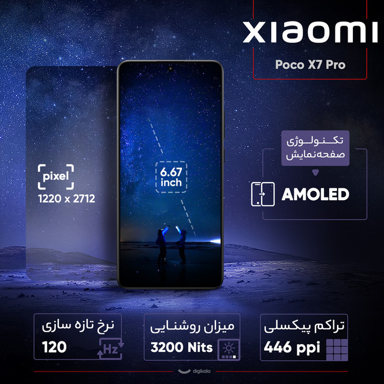 گوشی موبایل شیائومی مدل Poco X7 Pro دو سیم کارت ظرفیت 512 گیگابایت و رم 12 گیگابایت -
