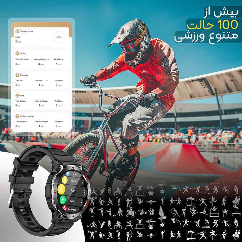 ساعت هوشمند 47 میلی متری لونکس مدل C21iX2 با بند سیلیکونی