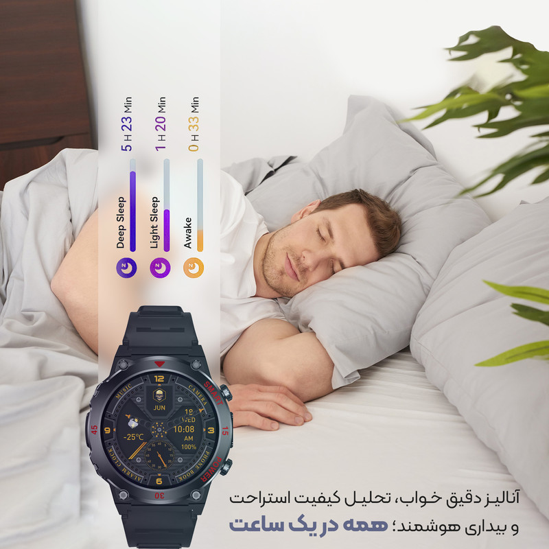 ساعت هوشمند 47 میلی متری لونکس مدل C21iX2 با بند سیلیکونی
