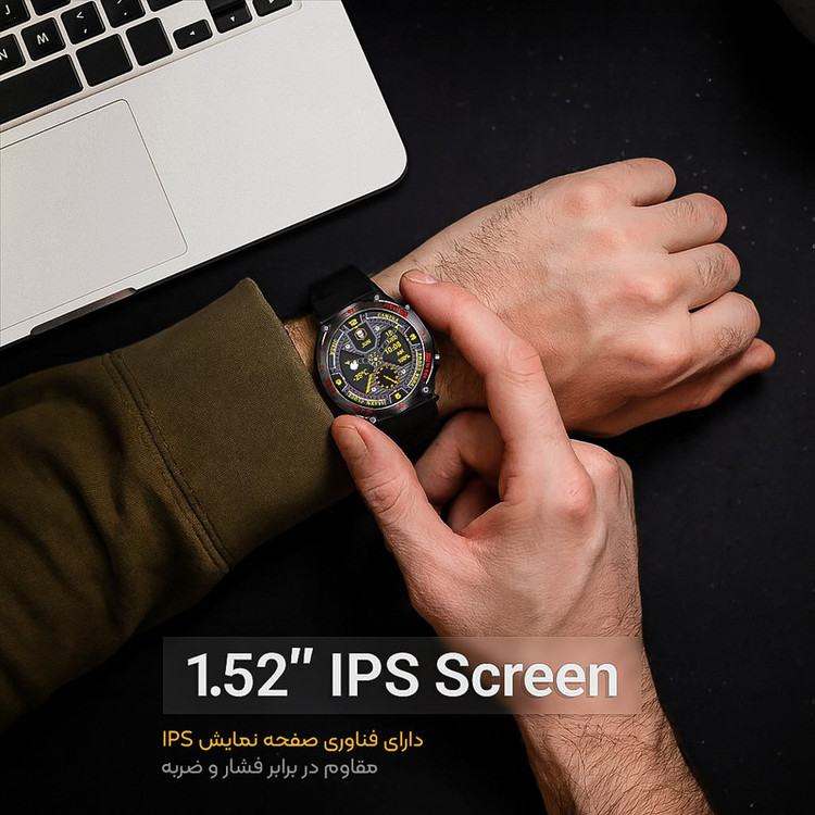 ساعت هوشمند 48 میلی متری لونکس مدل C21iX2-IPS با بند سیلیکونی