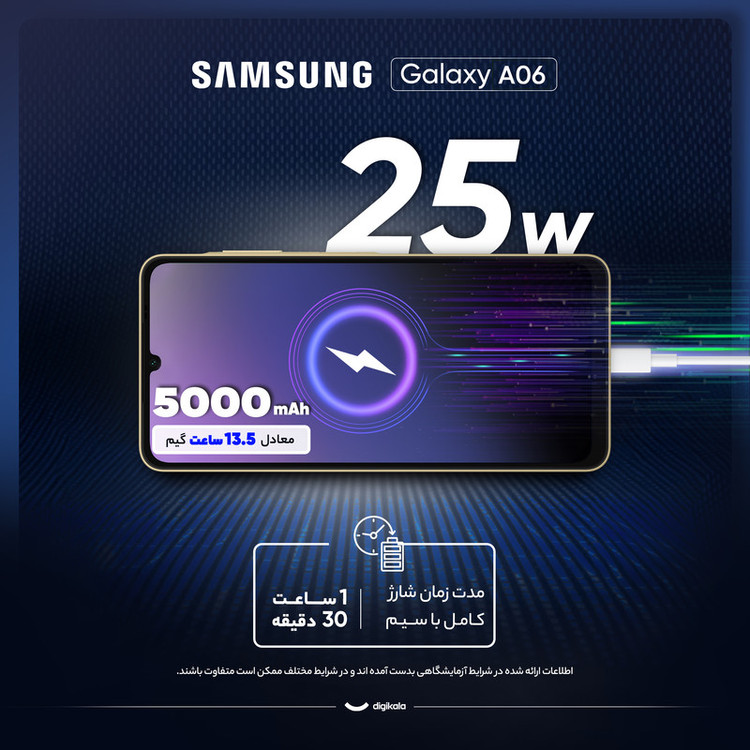 گوشی موبایل سامسونگ مدل Galaxy A06 دو سیم کارت ظرفیت 128 گیگابایت و رم 4 گیگابایت