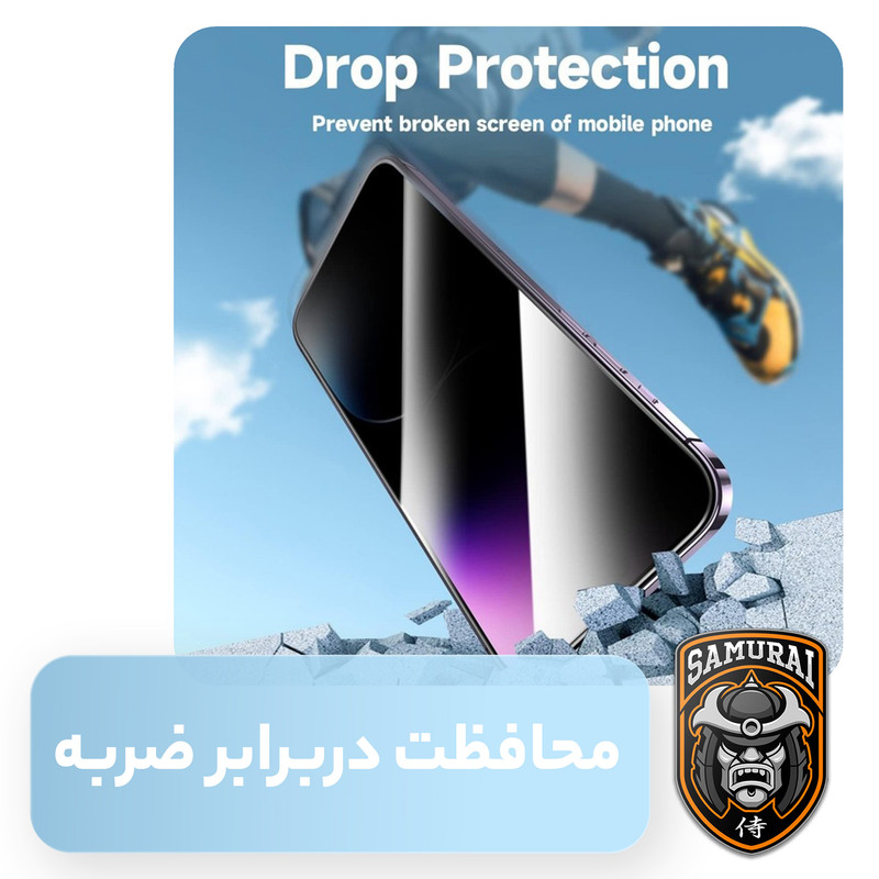 محافظ صفحه نمایش حریم شخصی سامورایی مدل Private مناسب برای گوشی موبایل اپل iPhone 16 Pro Max