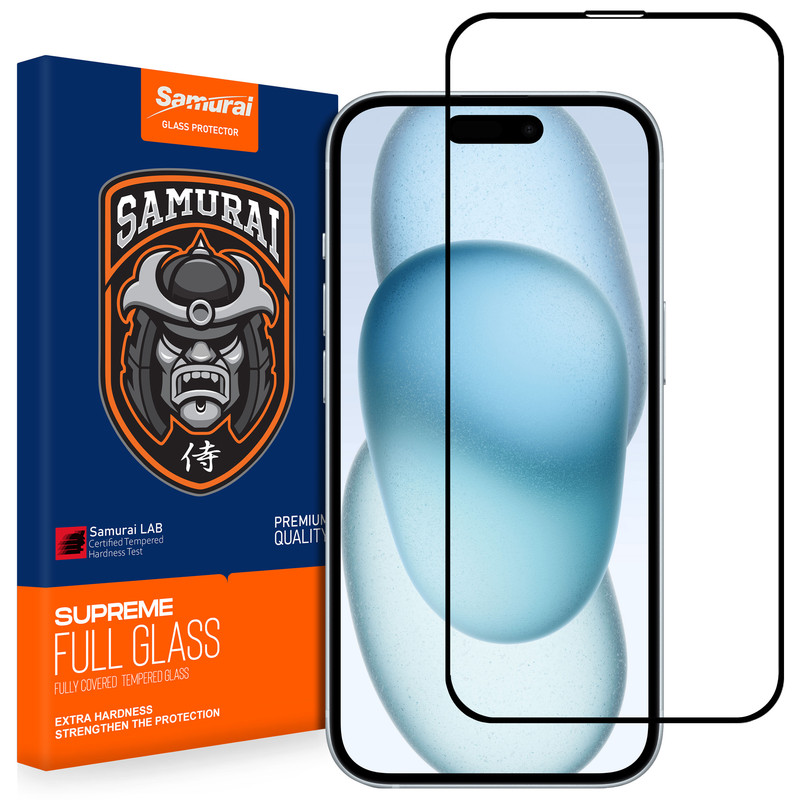 محافظ صفحه نمایش شیشه ای سامورایی مدل Glass Elite مناسب برای گوشی موبایل اپل iPhone 15