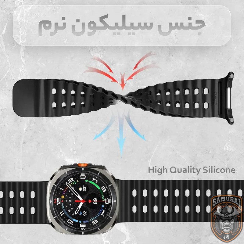 بند سامورایی مدل Fenix مناسب برای ساعت هوشمند سامسونگ Galaxy Watch Ultra 2025