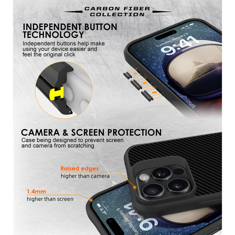 کاور سامورایی مدل Carbon Fiber مناسب برای گوشی موبایل اپل iPhone 16 Pro