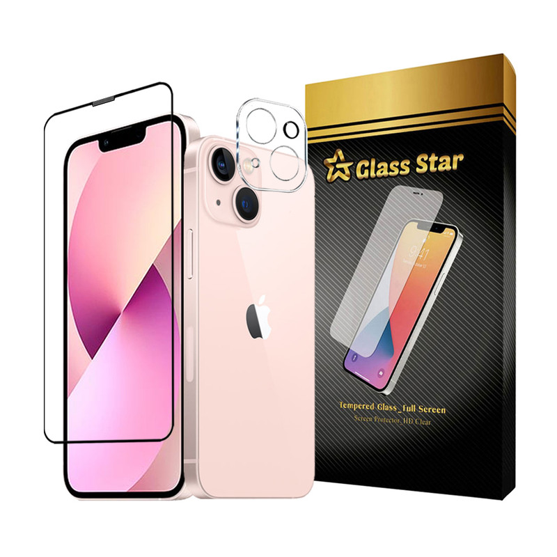 محافظ صفحه نمایش گلس استار مدل MFUL3DGS مناسب برای گوشی موبایل اپل iPhone 13 به همراه محافظ لنز دوربین