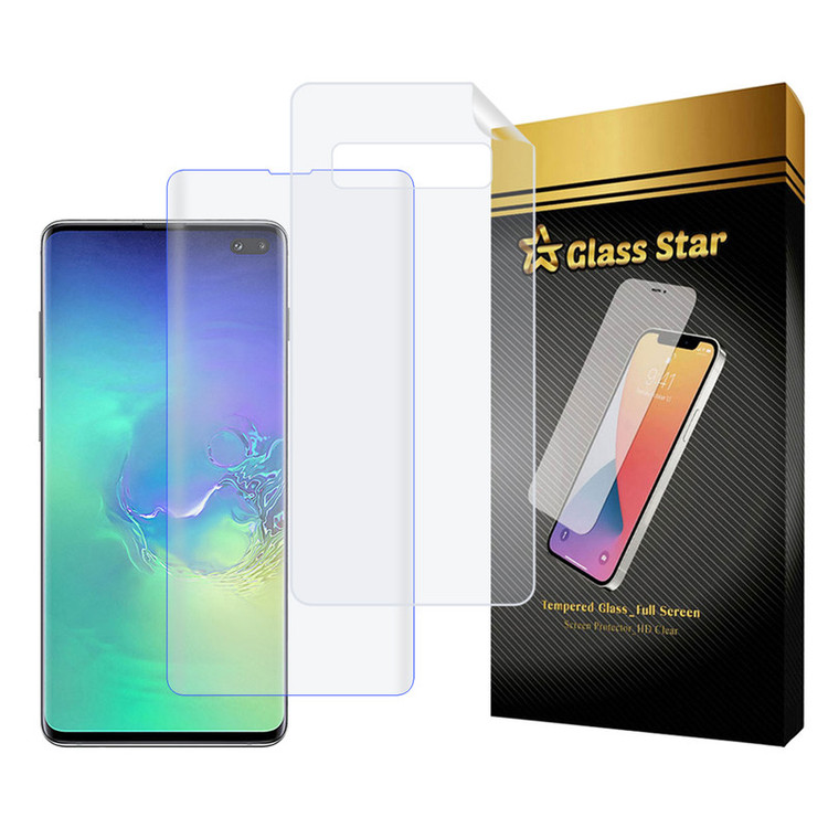 محافظ صفحه نمایش یووی گلس استار مدل UVNANOMTBS مناسب برای گوشی موبایل سامسونگ Galaxy S10 Plus به همراه محافظ پشت گوشی