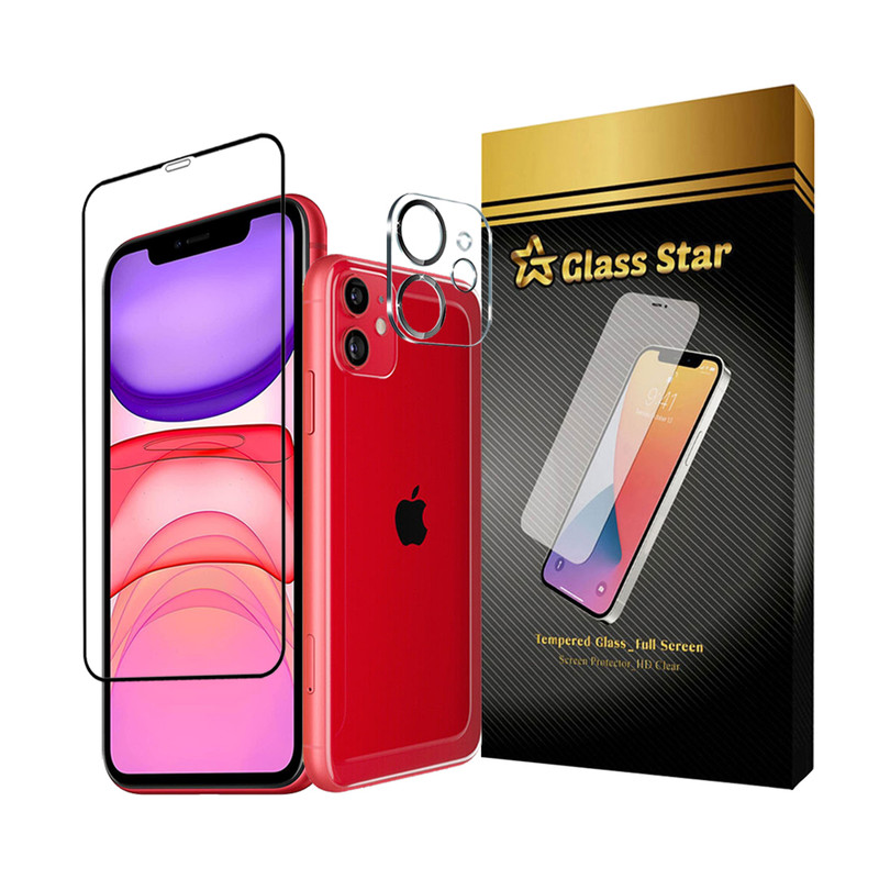 محافظ صفحه نمایش گلس استار مدل MFUL3DGS مناسب برای گوشی موبایل اپل iPhone 11 به همراه محافظ لنز دوربین