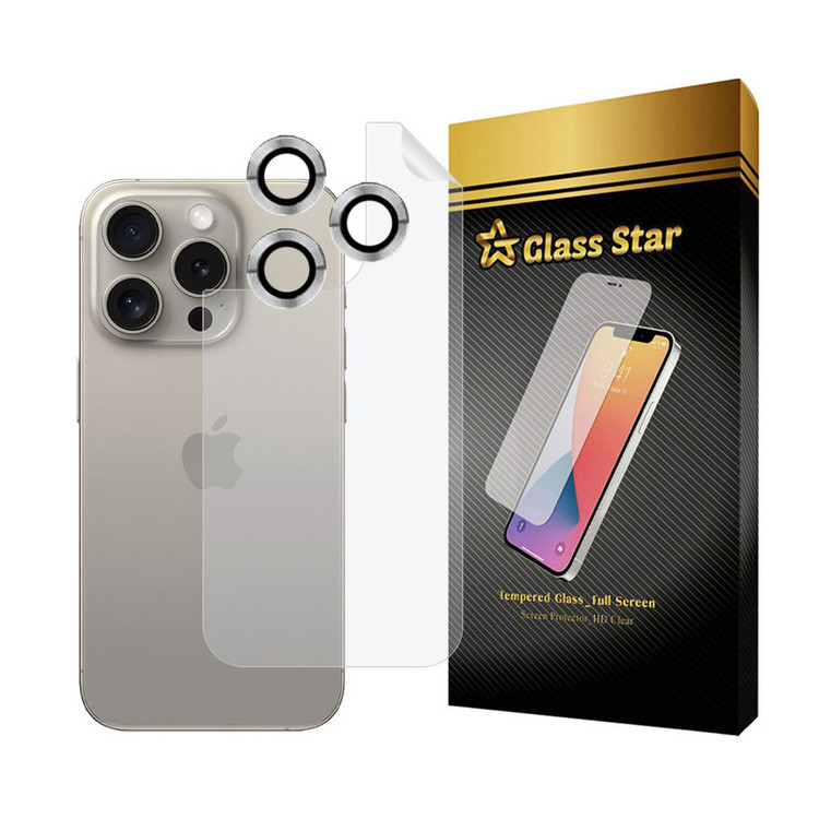 محافظ پشت گوشی گلس استار مدل MTBRING مناسب برای گوشی موبایل اپل iPhone 15 Pro به همراه محافظ لنز