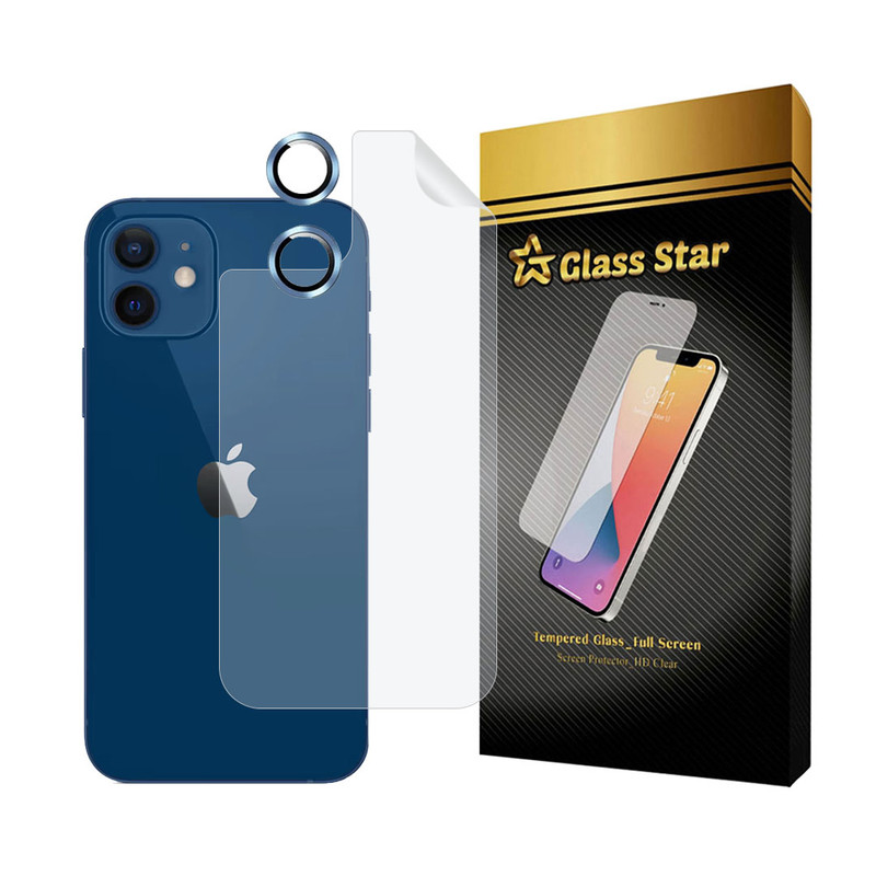 محافظ پشت گوشی گلس استار مدل MTBRING مناسب برای گوشی موبایل اپل iPhone 12 به همراه محافظ لنز
