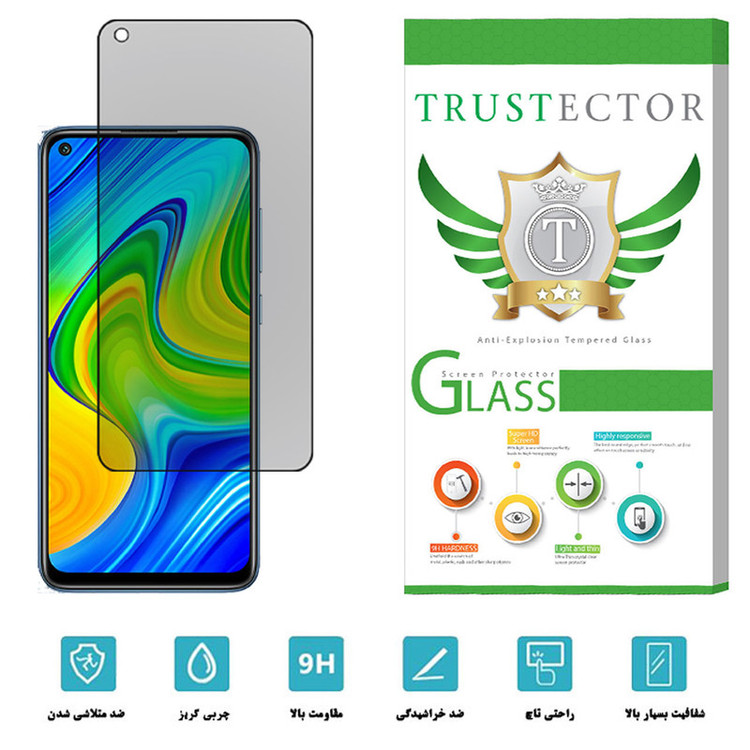 محافظ صفحه نمایش حریم شخصی تراستکتور مدل PFT مناسب برای گوشی موبایل شیائومی Redmi Note 9