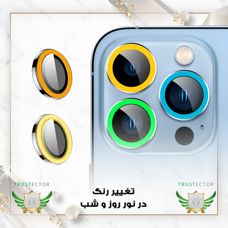 محافظ لنز دوربین شیشهای تراستکتور مدل SHLZT مناسب برای گوشی موبایل اپل iPhone 14 Pro