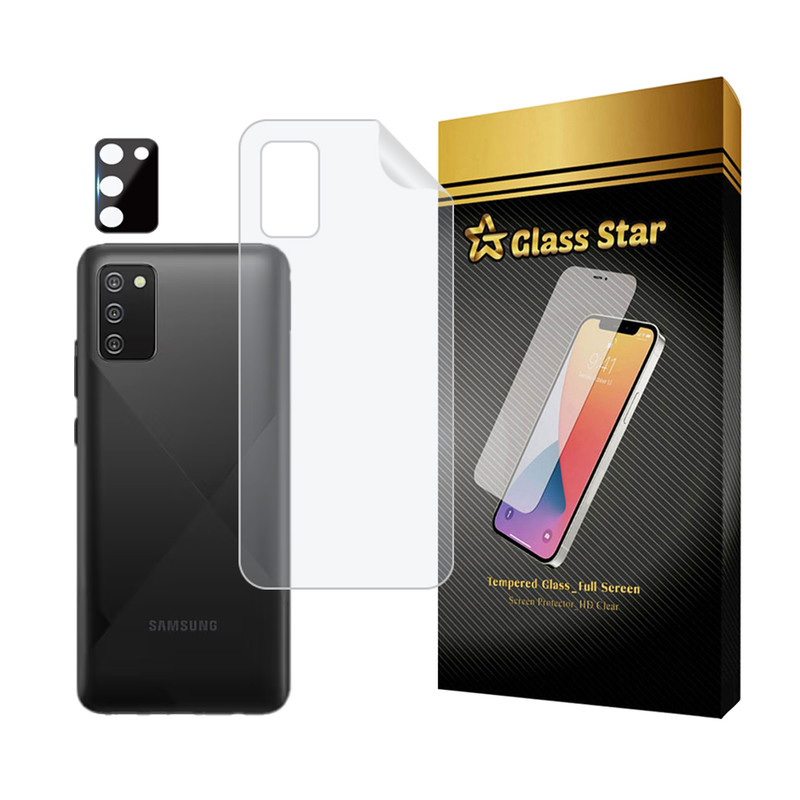 محافظ پشت گوشی گلس استار مدل MTBFULG مناسب برای گوشی موبایل سامسونگ Galaxy A02s به همراه محافظ لنز